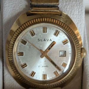 SLAVA Poljiot, mechanische HerrenUhr, Datum, Gold, 70er Vintage