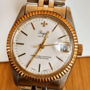 ROYAL CALENDER, Mechanischer Vintage Herrenuhr, Datum