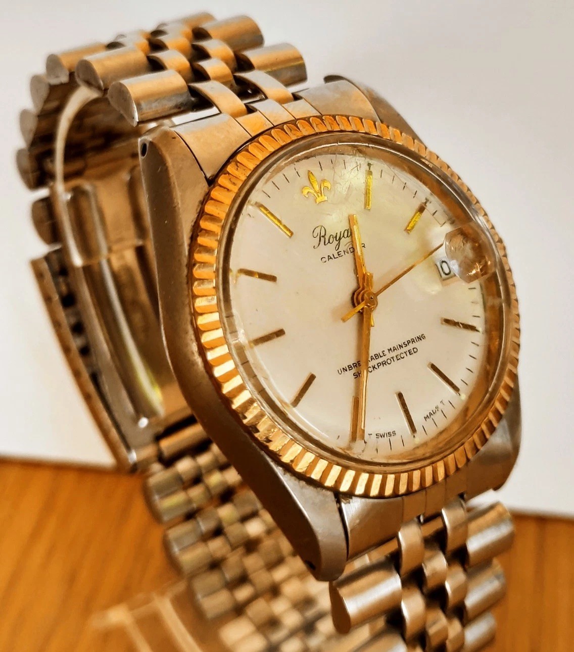 ROYAL CALENDER, Mechanischer Vintage Herrenuhr, Datum – Bild 2