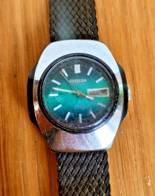 CITIZEN Smaragd Vintage Automatic Uhr, Damenuhr, 70er Design