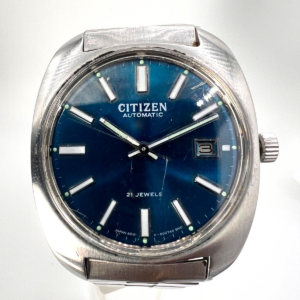 Vintage CITITZEN Automatik Armbanduhr, blaues Blatt, 70er Herrenuhr
