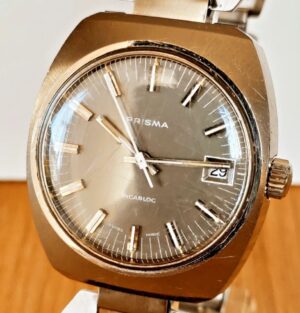Vintage PRISMA Mechanische Herrenuhr, ähnl Junghans, grau