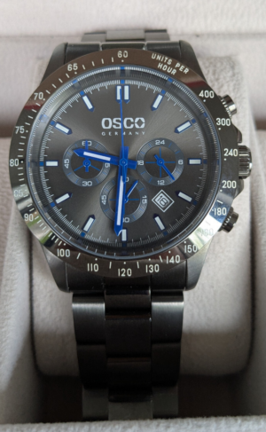 OSCO Chronograph, Vintage, Blau/Edelstahl