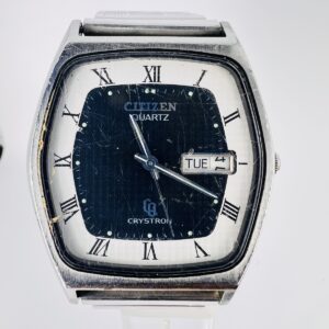 Vintage CITITZEN Tank, CRYSTRON, Armbanduhr, Quarz, Herrenuhr, 70er Jahre