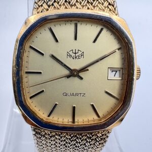Vintage ANKER, Tank Dresswatch Herrenuhr, 70er Jahre, Goldband
