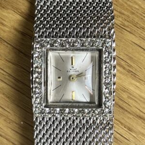BLUMUS Brillantuhr Weissgold double, Vintage Dresswatch, Mechanische Damenuhr